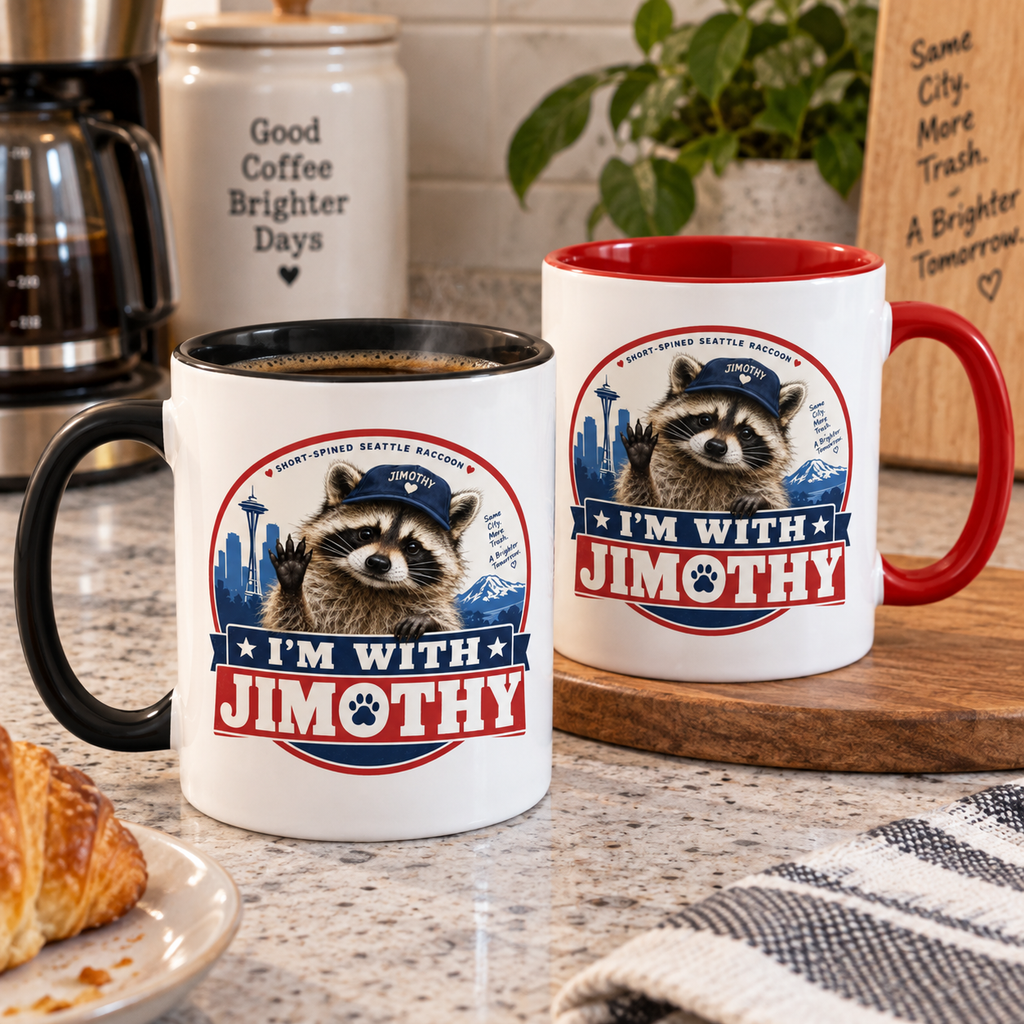 I’m With Jimothy Raccoon Accent Coffee Mug
