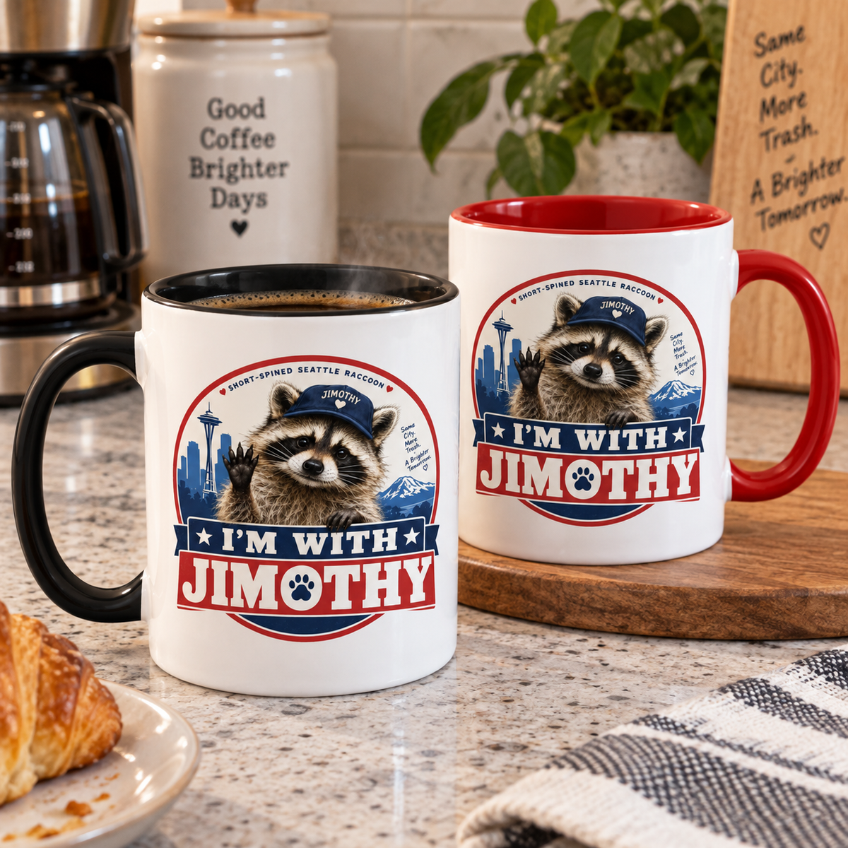 I’m With Jimothy Raccoon Accent Coffee Mug