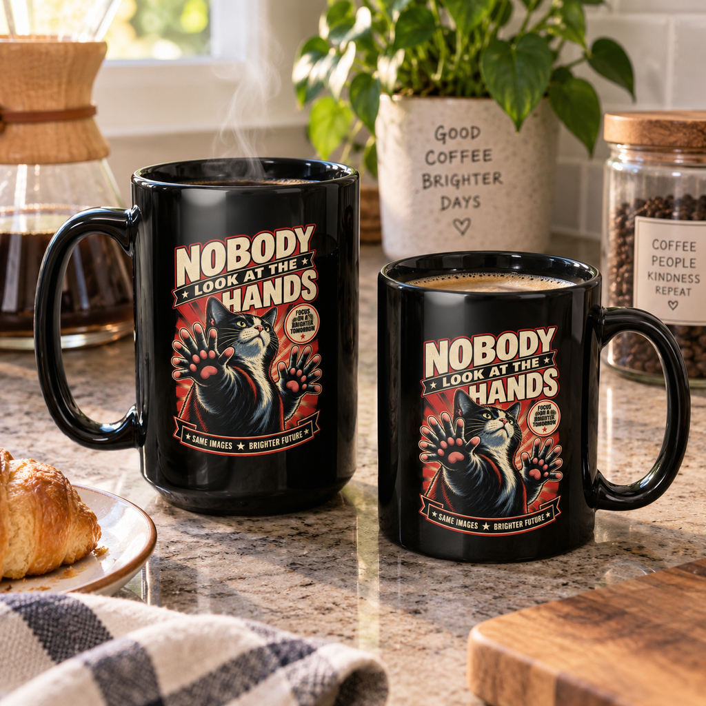 Nobody Look at the Hands AI Slop Mug