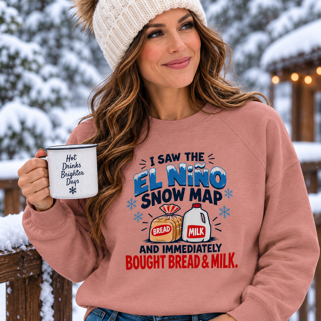 El Niño Snow Map Bread & Milk Women’s Lightweight Crewneck Sweatshirt