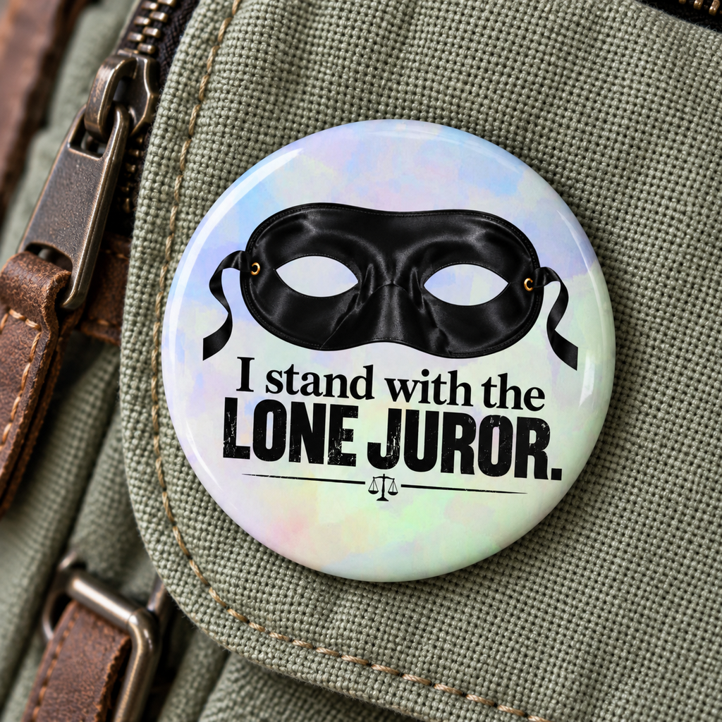 I Stand With the Lone Juror Pin Button — Protest/Support Badge