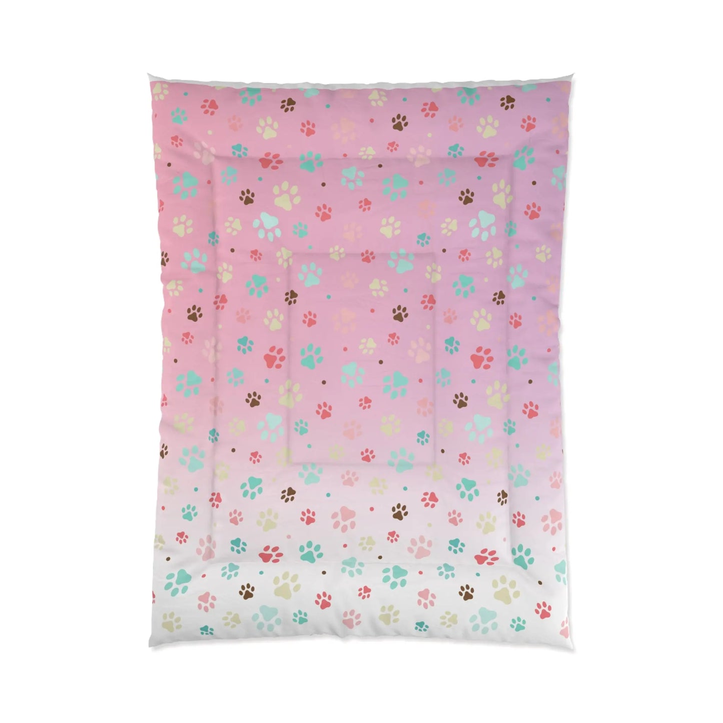 Colorful Paw Print Comforter - Cozy Pet Lover Bedding Printify