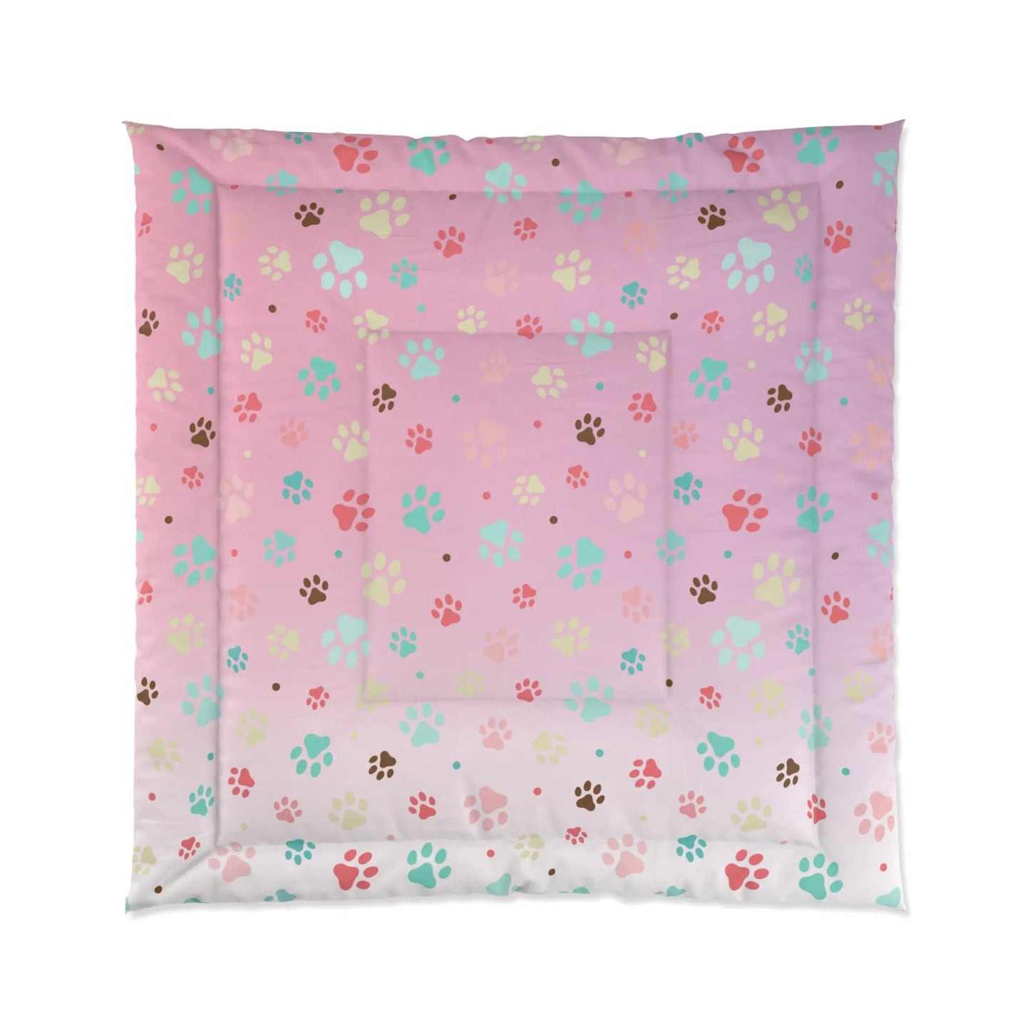 Colorful Paw Print Comforter - Cozy Pet Lover Bedding Printify