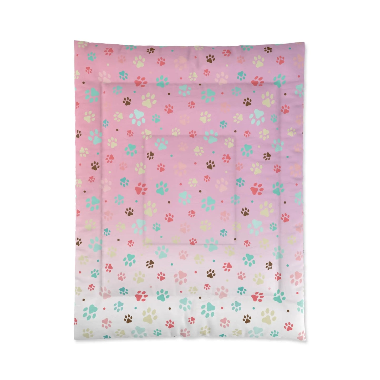 Colorful Paw Print Comforter - Cozy Pet Lover Bedding Printify