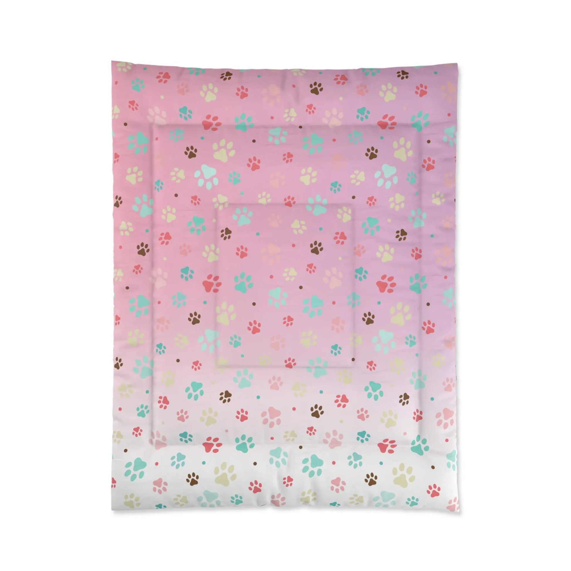 Colorful Paw Print Comforter - Cozy Pet Lover Bedding Printify