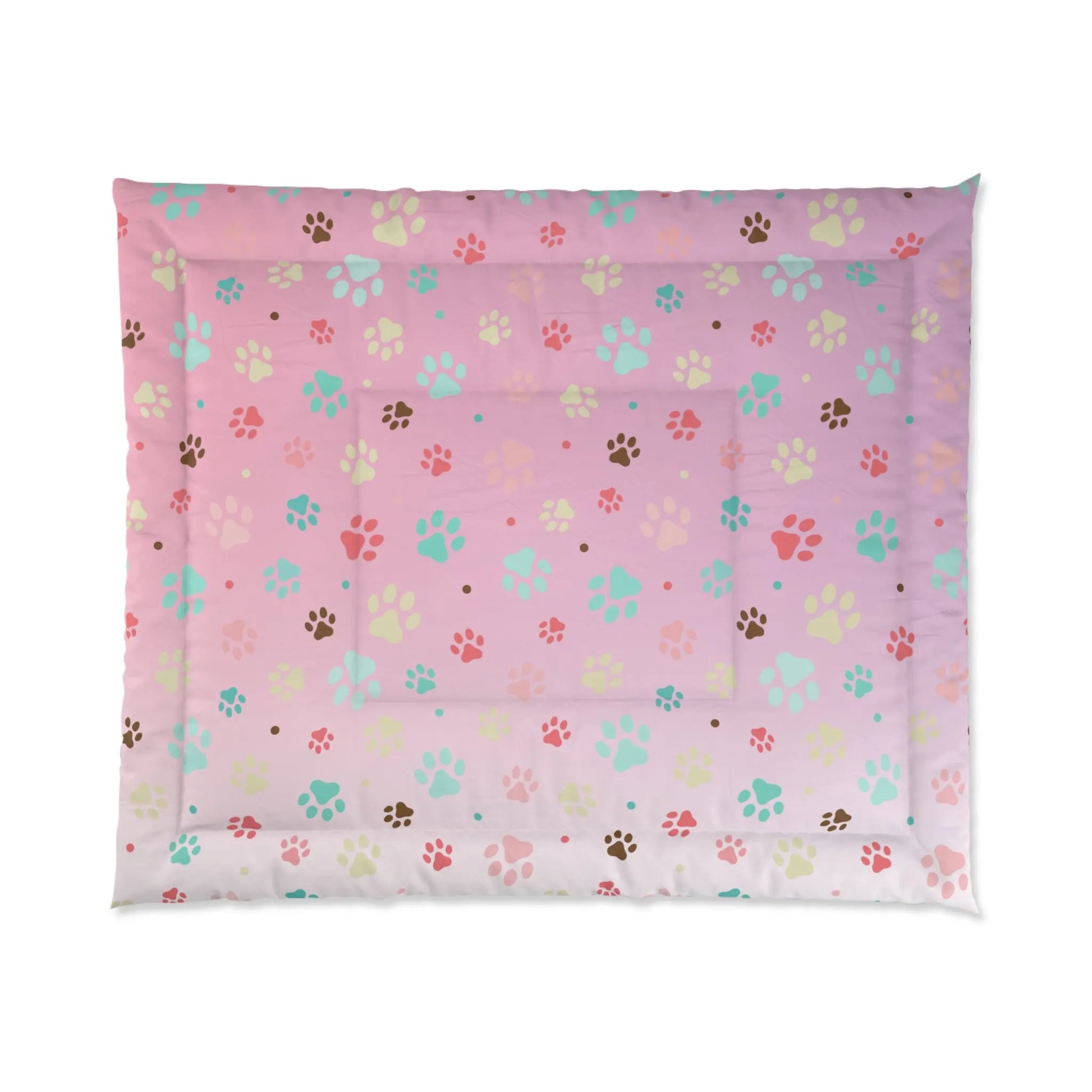 Colorful Paw Print Comforter - Cozy Pet Lover Bedding Printify
