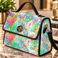 Hidden Bigfoot Tie-Dye Satchel Handbag | Colorful Sasquatch Crossbody Purse