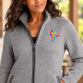 Colorful Dancing Bigfoot Women's Long Fleece Jacket | Rainbow Sasquatch Gift