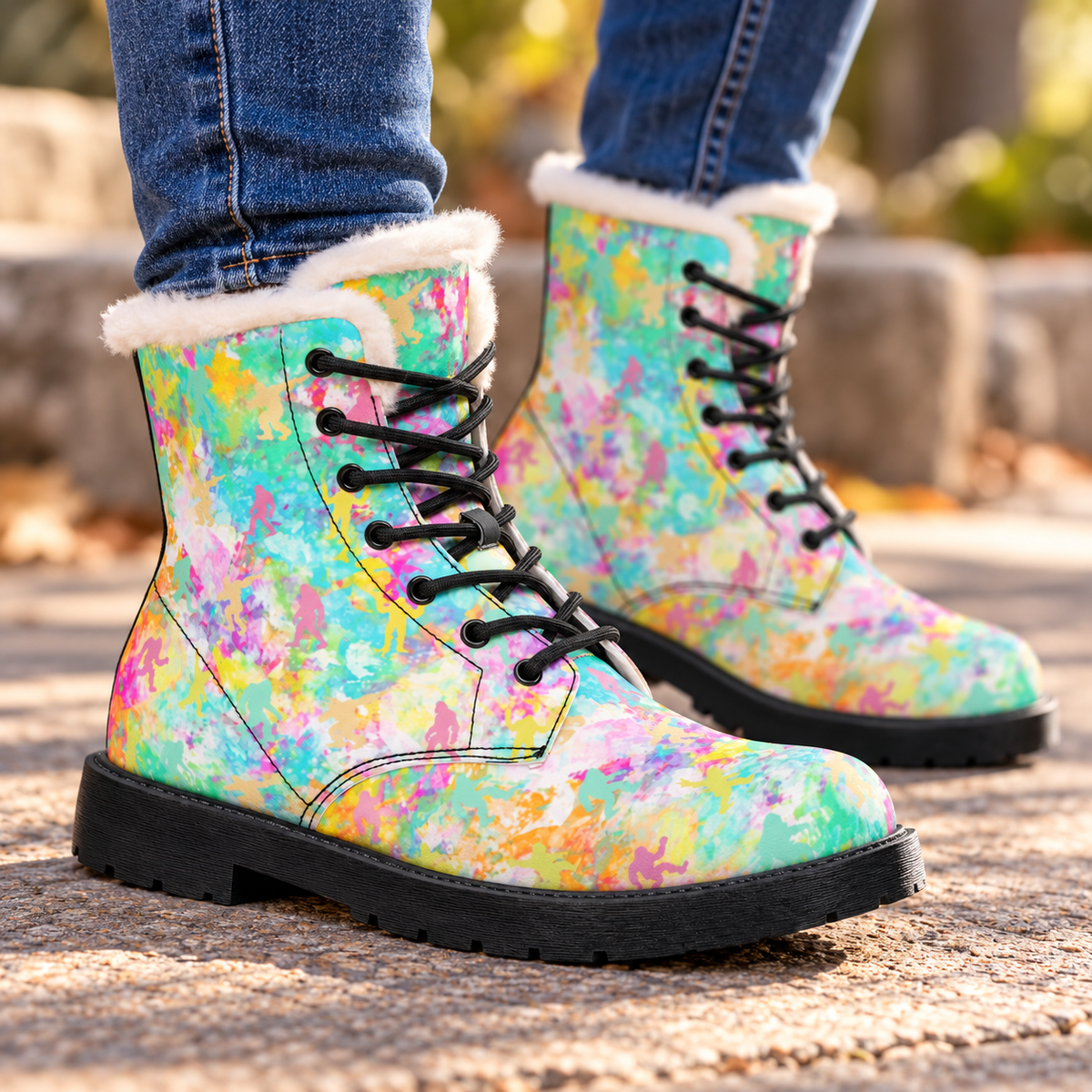 Hide & Seek Bigfoot Boots | Colorful Watercolor Women's Winter Boots