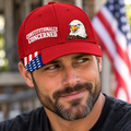 Constitutionally Concerned Patriotic Trucker Hat | Skeptical Bald Eagle American Flag Cap