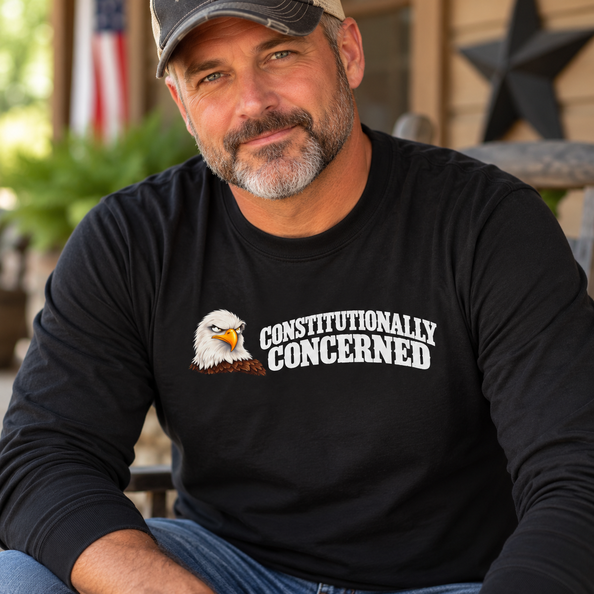 Constitutionally Concerned Bald Eagle Long Sleeve T-Shirt | Patriotic Humor