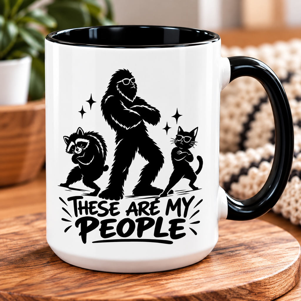 These Are My People Bigfoot, Raccoon & Cat Accent Coffee Mug | 11oz & 15oz