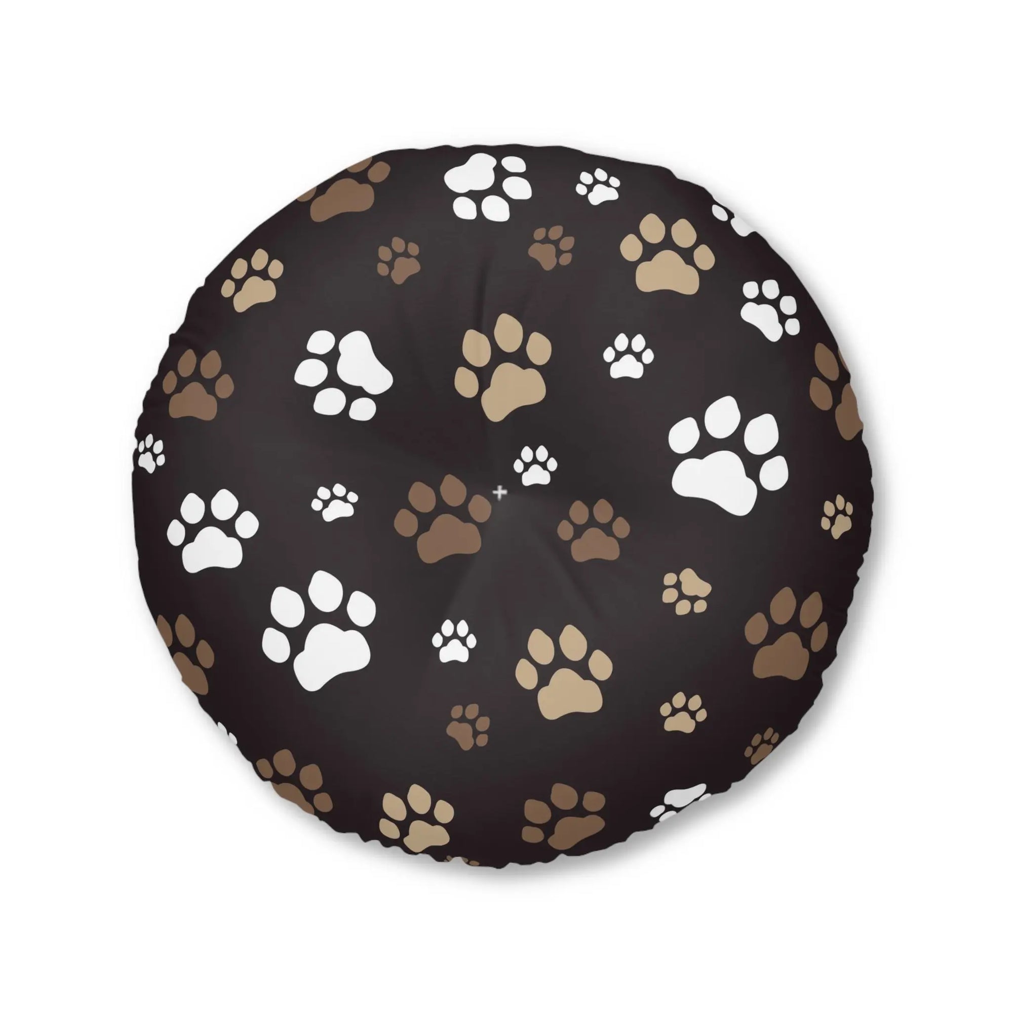 Cozy Tufted Floor Pillow with Paw Print Design - Pet Lover's Essential Printify