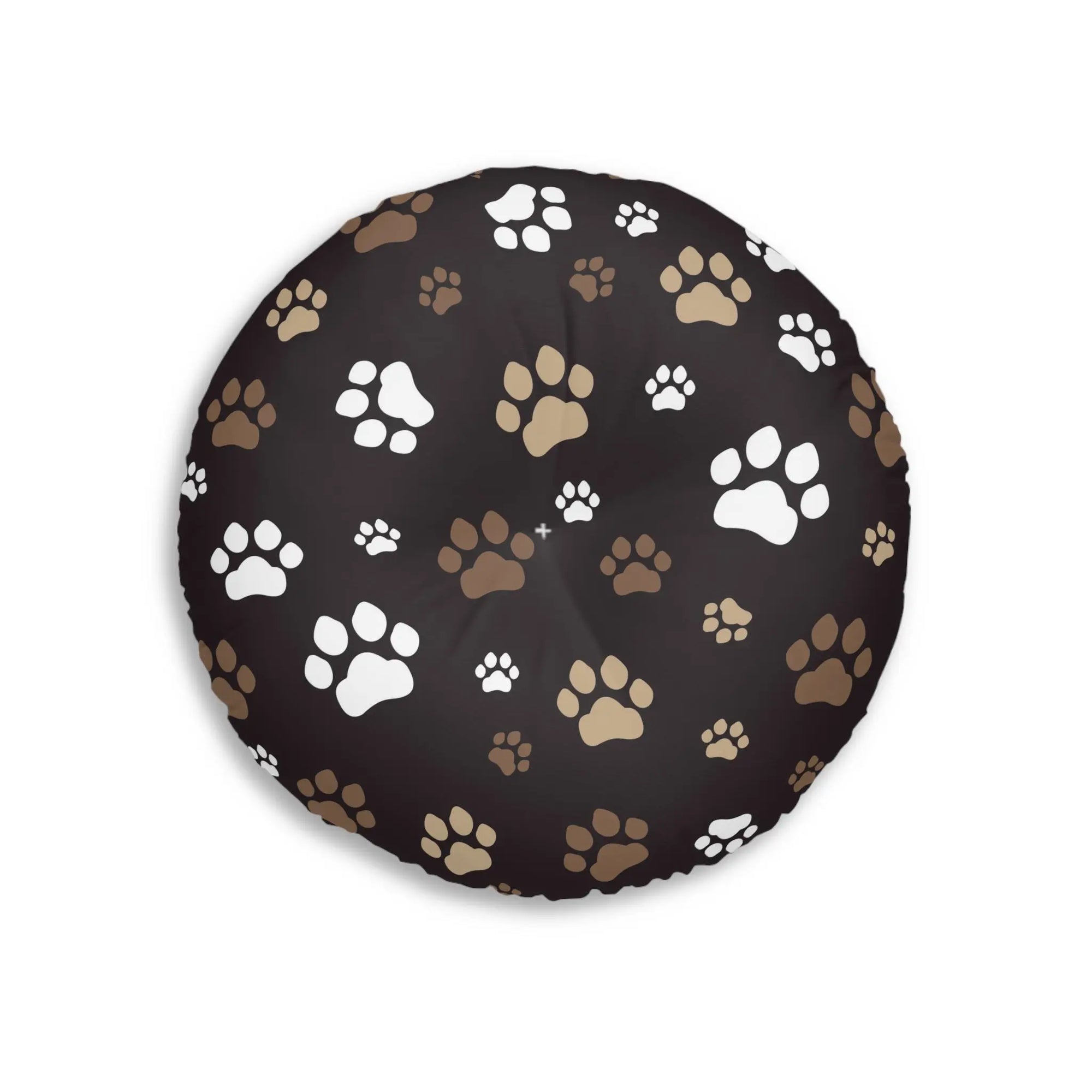 Cozy Tufted Floor Pillow with Paw Print Design - Pet Lover's Essential Printify