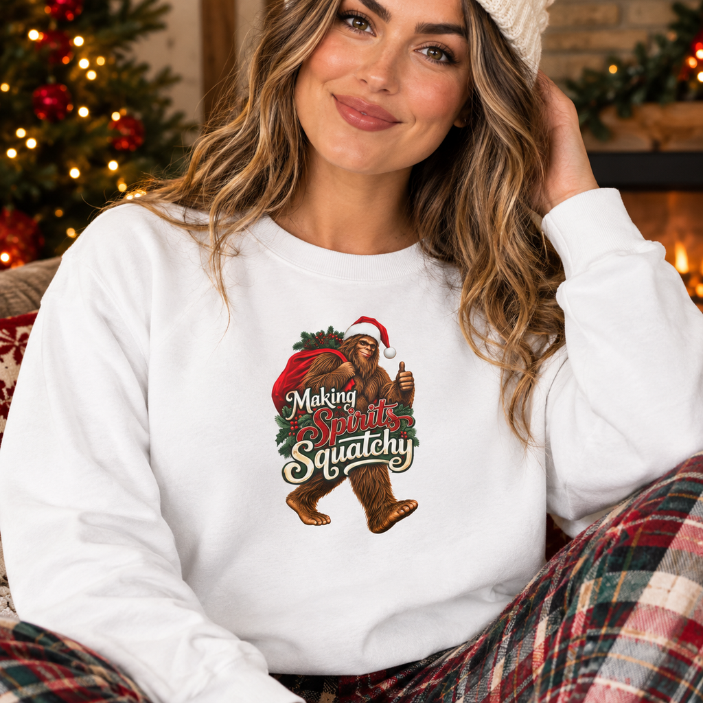 Making Spirits Squatchy Bigfoot Christmas Long Sleeve T-Shirt | Santa Sasquatch Holiday Tee