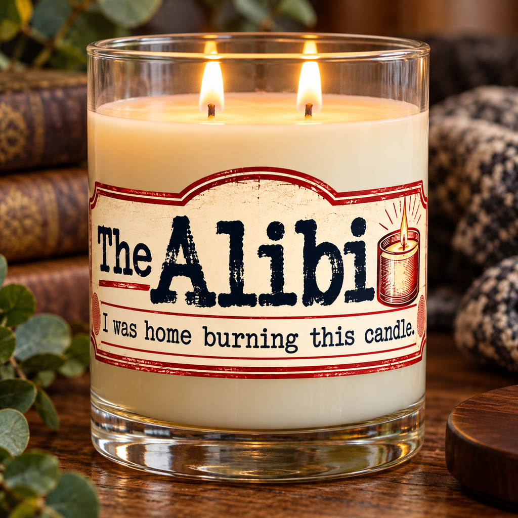 The Alibi Scented Candle | True Crime Humor | 2-Wick Soy Wax Candle