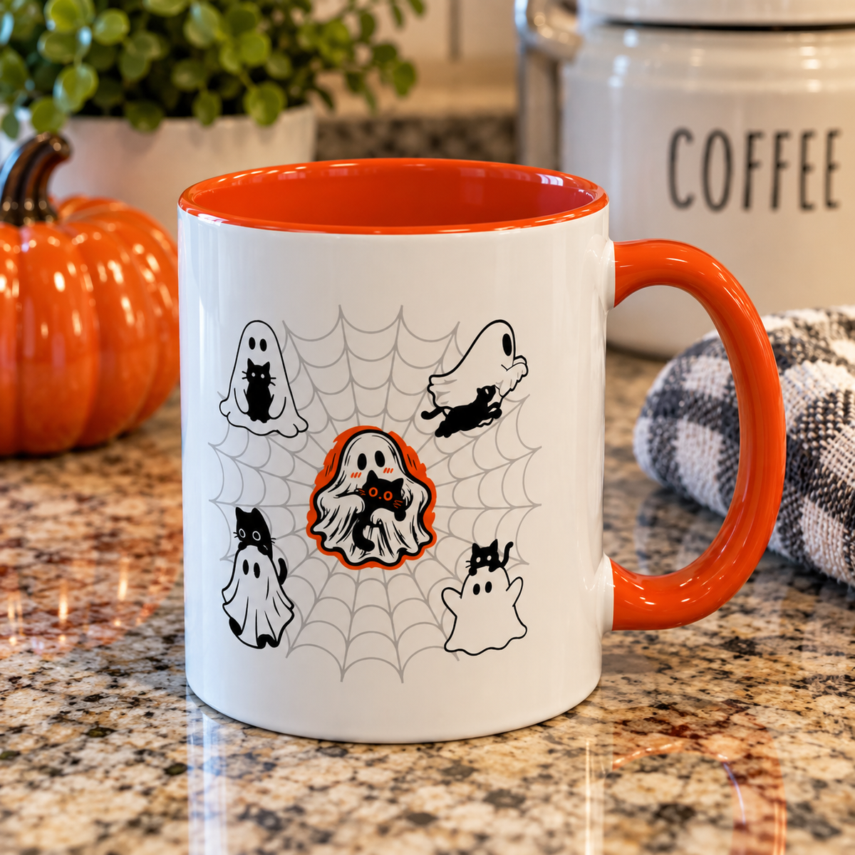 Ghost Cats Halloween Accent Mug (11oz, 15oz)
