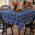 Ghost Cat Spiderweb Halloween Tablecloth | Navy Spooky Cat Table Decor