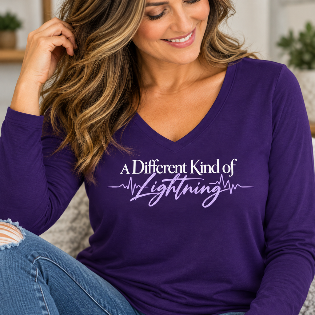 A Different Kind of Lightning | Epilepsy Awareness Women's Long Sleeve V-Neck Tee