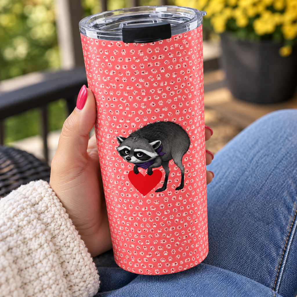 Jimothy the Short-Spined Raccoon Heart Tumbler | 20oz Insulated Travel Cup