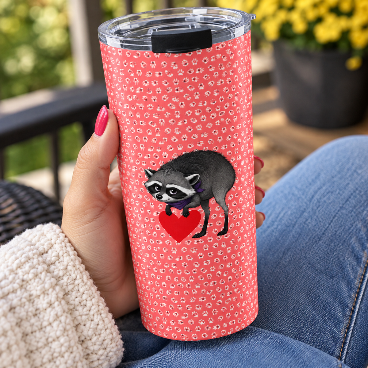 Jimothy the Short-Spined Raccoon Heart Tumbler | 20oz Insulated Travel Cup