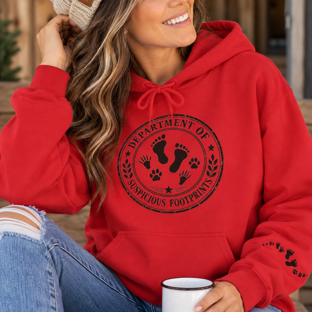 Department of Suspicious Footprints Hoodie | Bigfoot, Raccoon & Cat Cryptid Sweatshirt