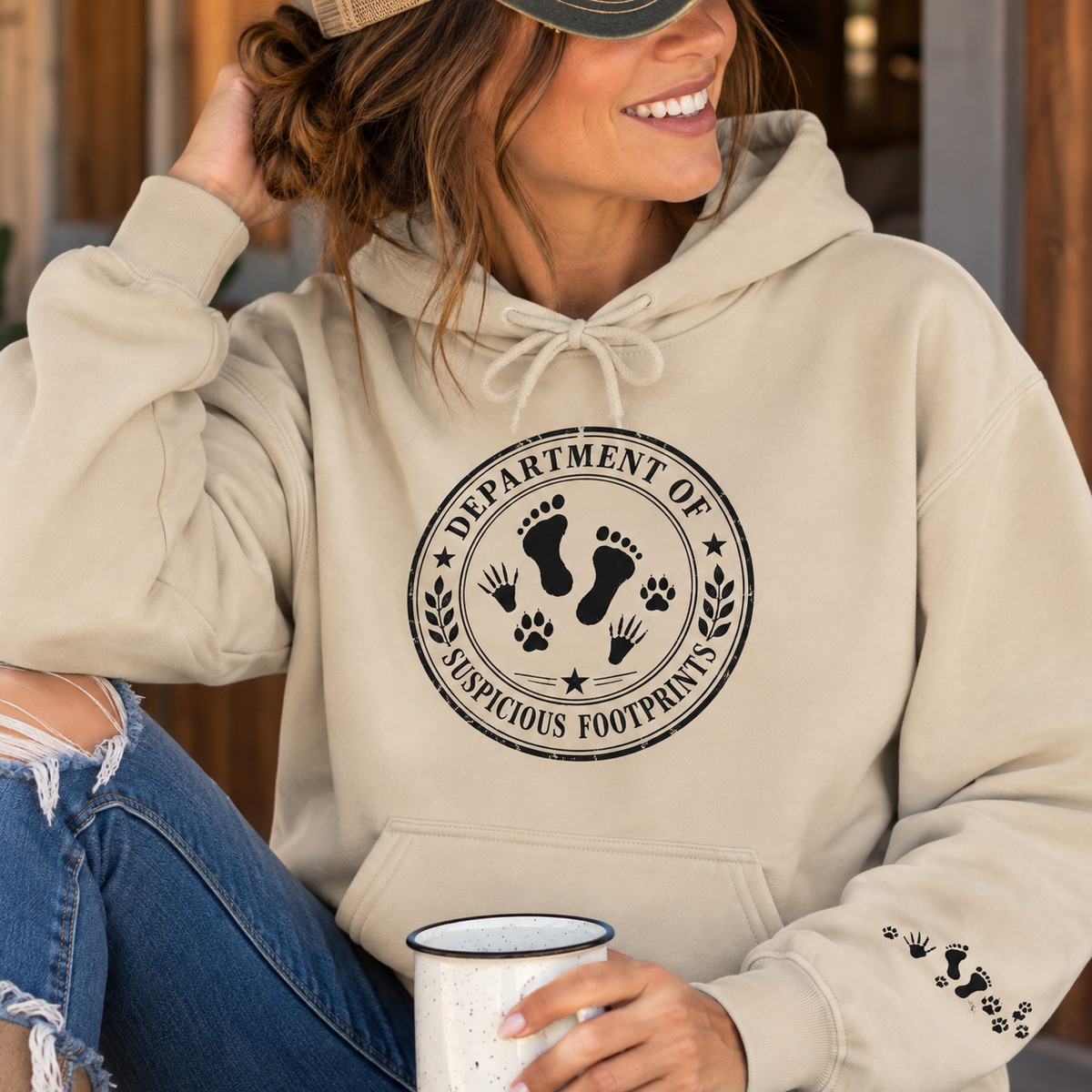 Department of Suspicious Footprints Hoodie | Bigfoot, Raccoon & Cat Cryptid Sweatshirt
