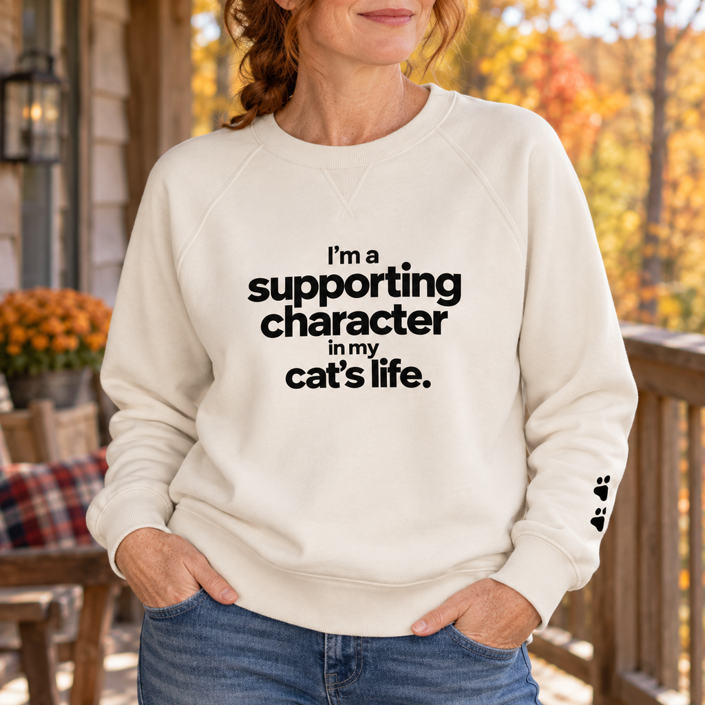 Supporting Character Cat Sweatshirt | French Terry Women's Crewneck