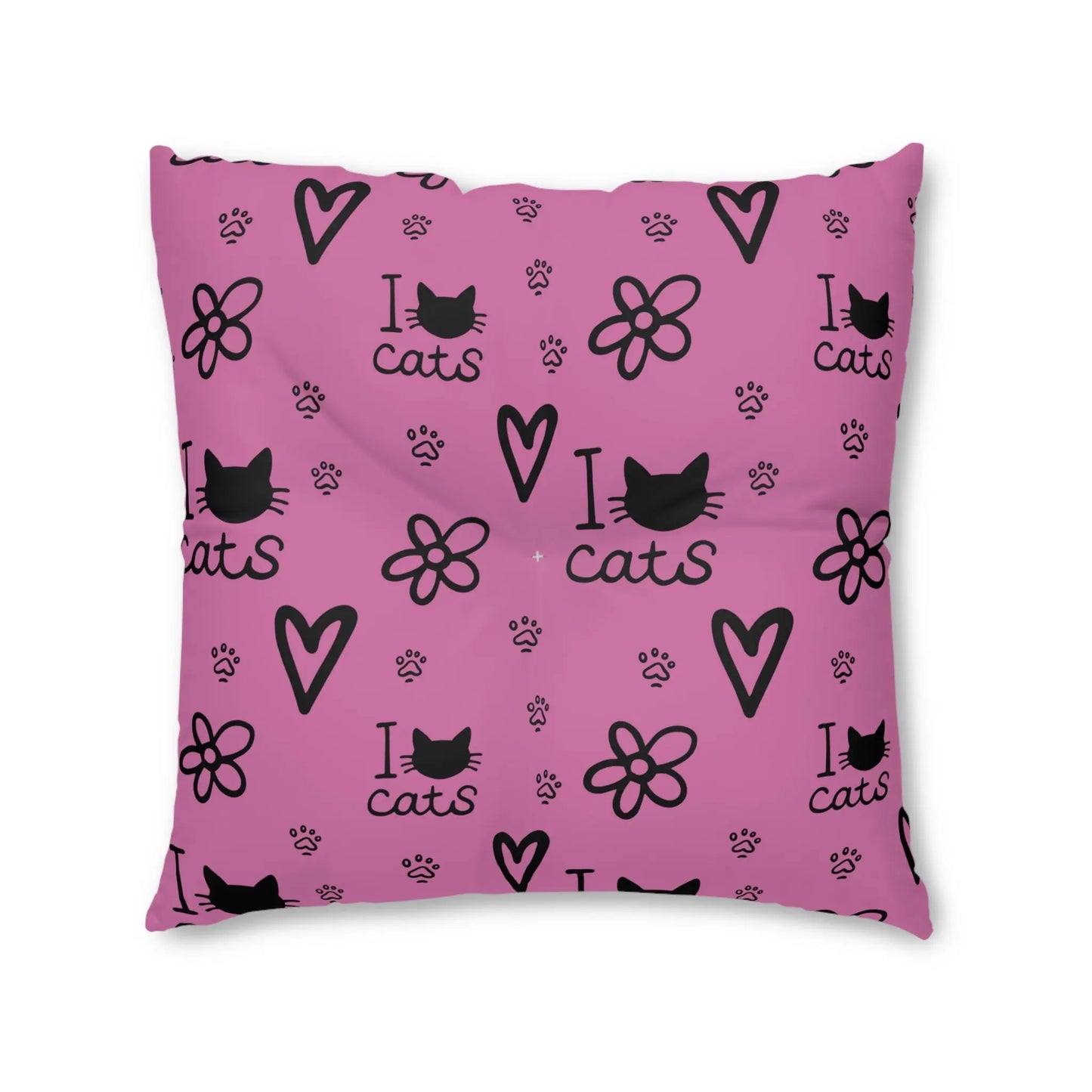 Cute Cat Lover Tufted Floor Pillow - I Love Cats Design Printify