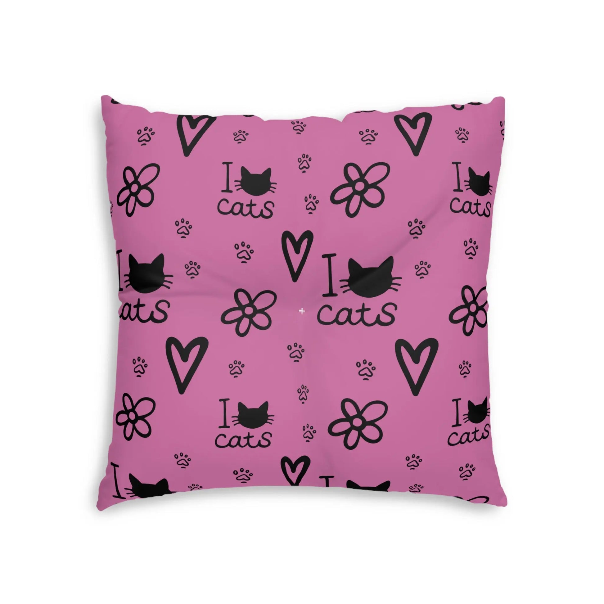 Cute Cat Lover Tufted Floor Pillow - I Love Cats Design Printify