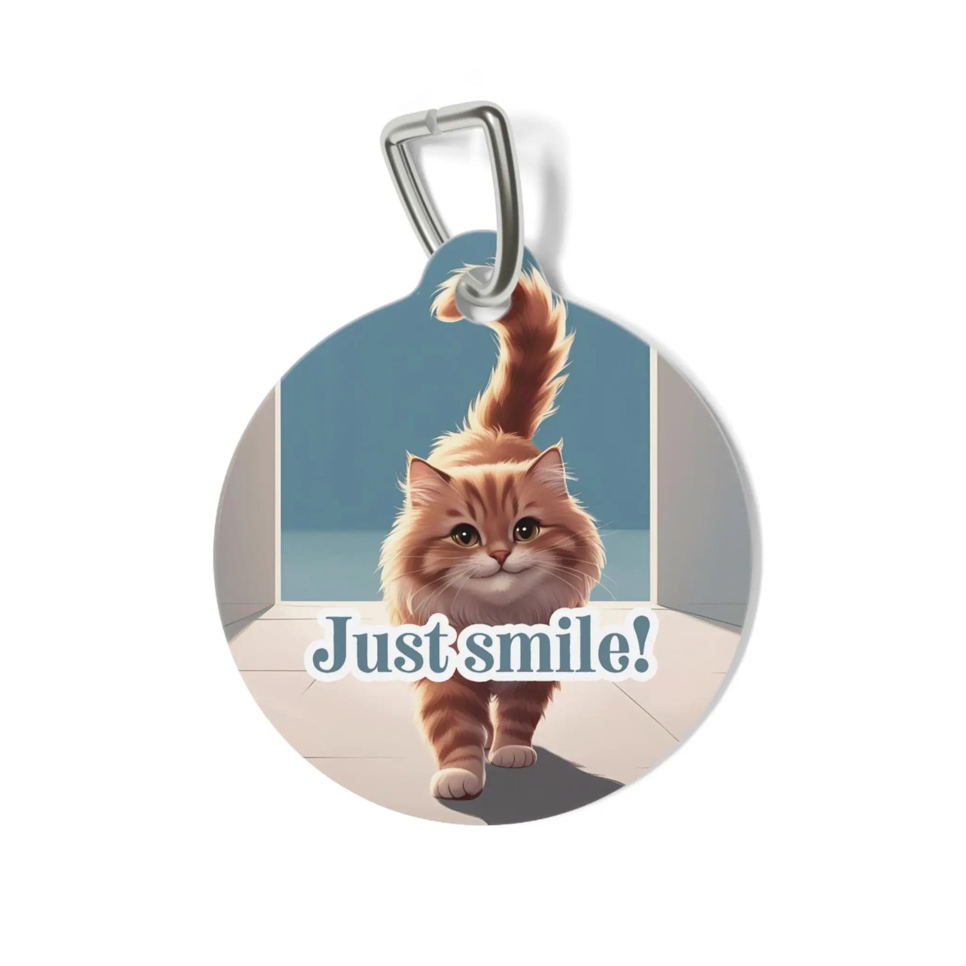 Cute Cat Pet Tag - 'Just Smile!' Decorative Tag for Dogs and Cats Printify