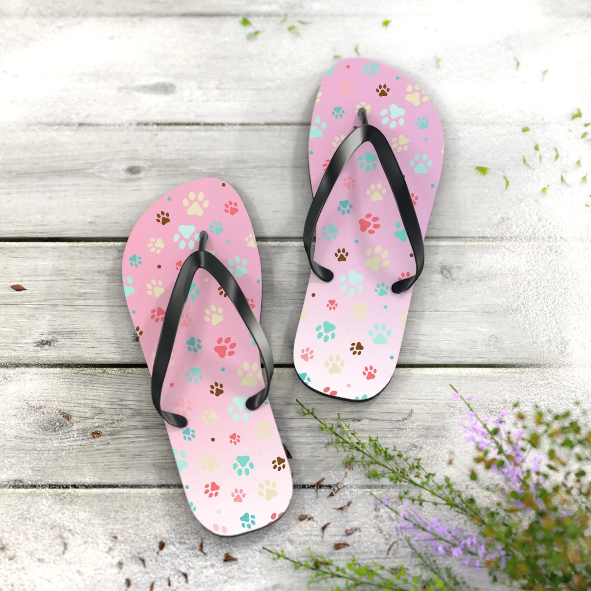 Cute Paw Print Flip Flops for Animal Lovers Printify