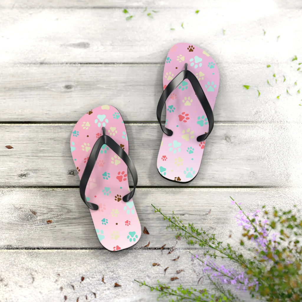 Cute Paw Print Flip Flops for Animal Lovers Printify