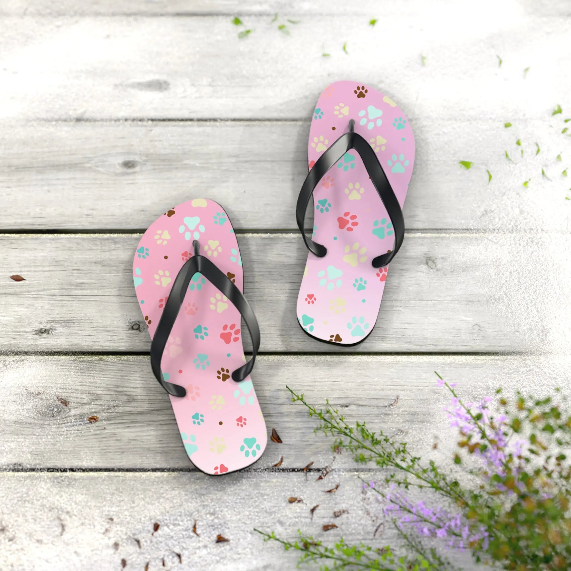 Cute Paw Print Flip Flops for Animal Lovers Printify
