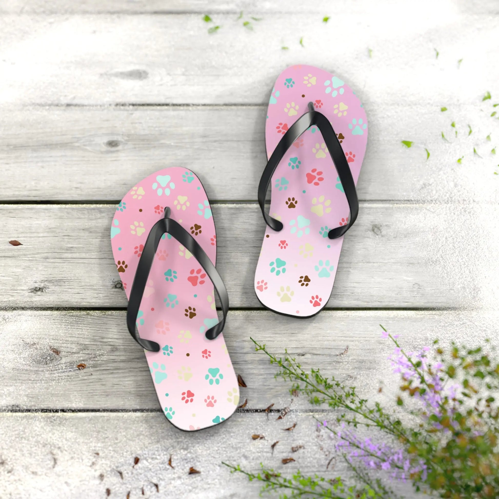 Cute Paw Print Flip Flops for Animal Lovers Printify