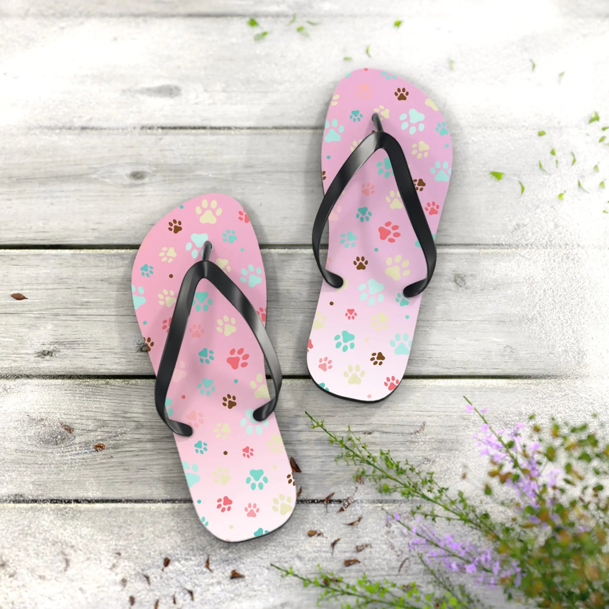 Cute Paw Print Flip Flops for Animal Lovers Printify