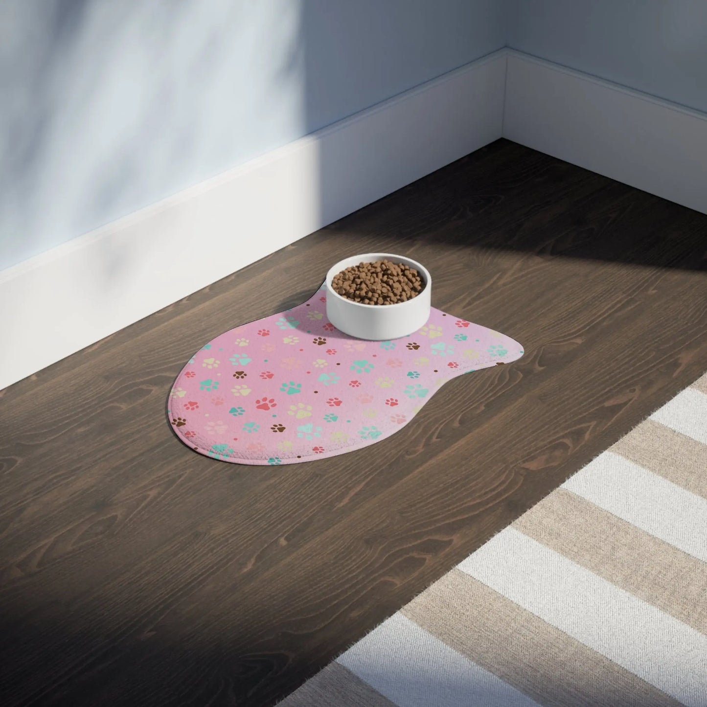 Cute Paw Print Pet Feeding Mat - Non-Slip Bowls Holder Printify