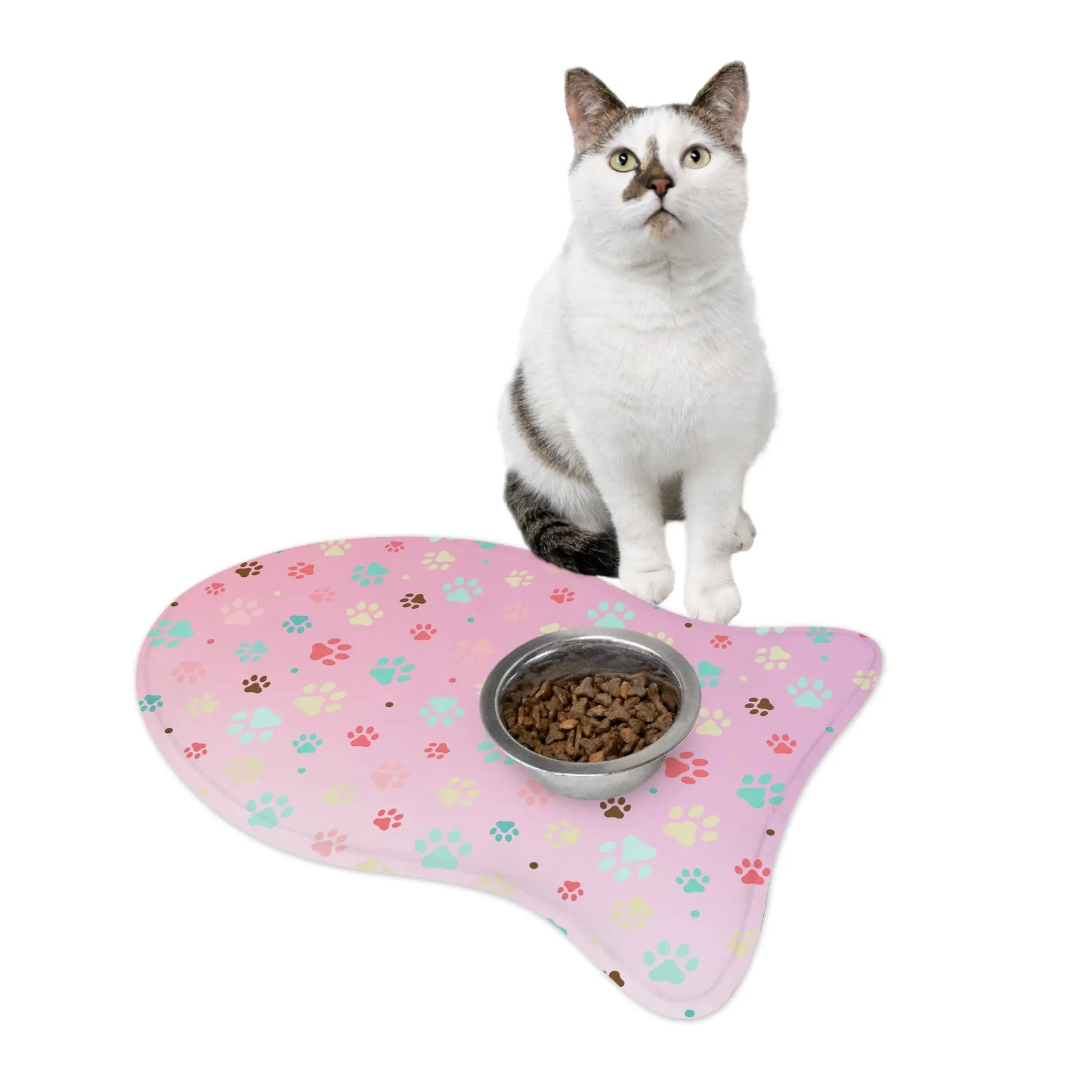 Cute Paw Print Pet Feeding Mat - Non-Slip Bowls Holder Printify