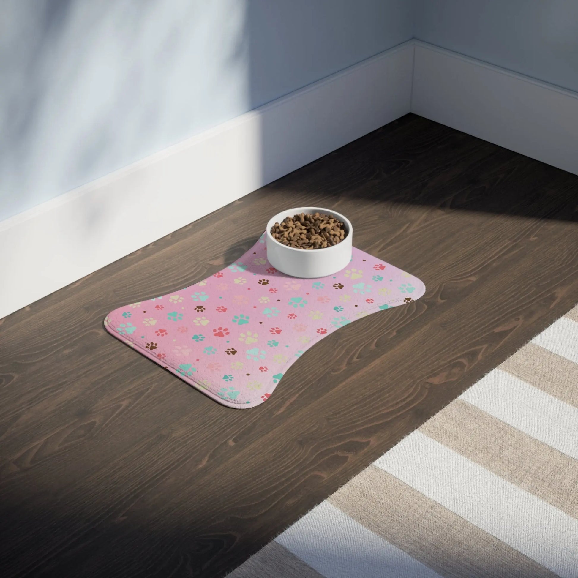 Cute Paw Print Pet Feeding Mat - Non-Slip Bowls Holder Printify