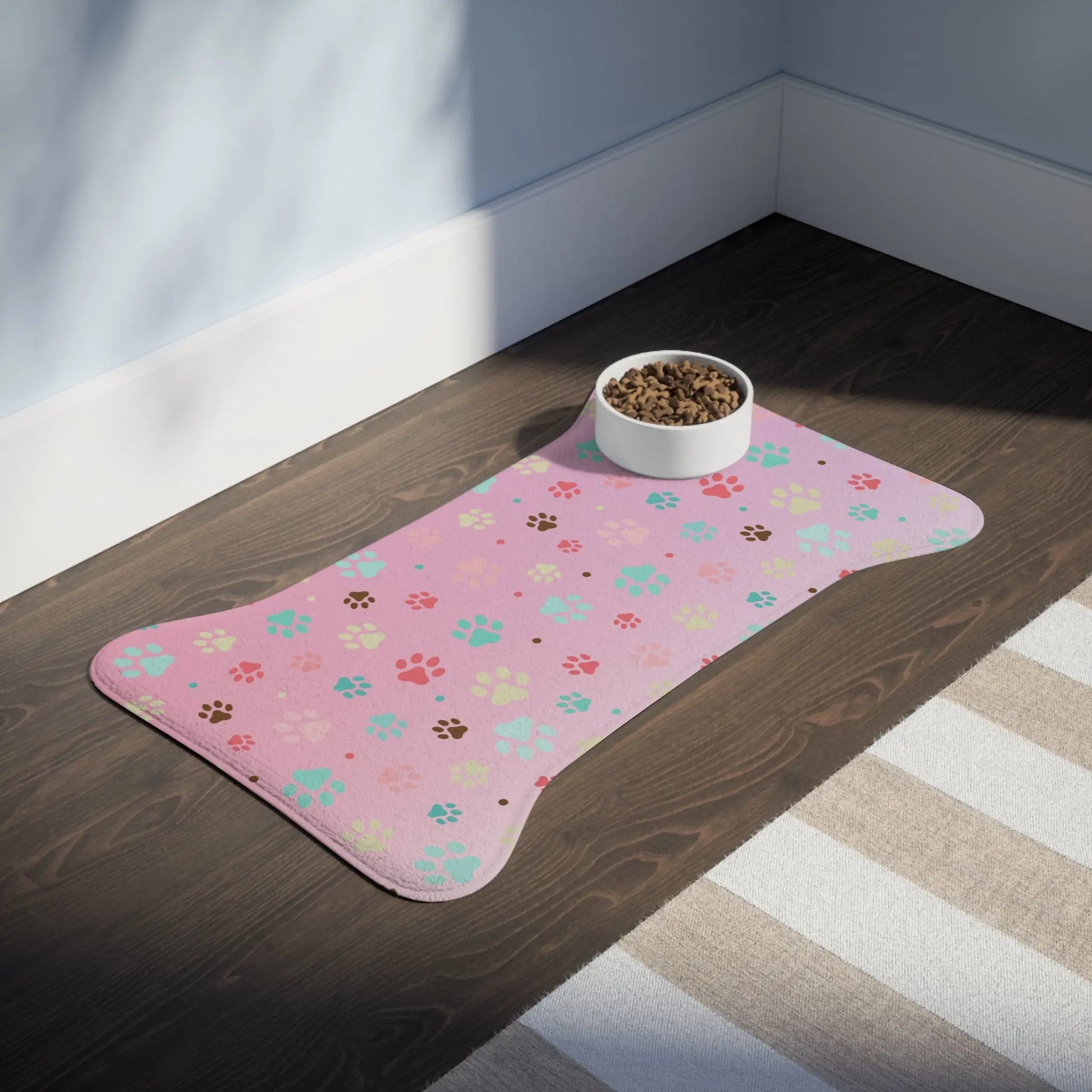Cute Paw Print Pet Feeding Mat - Non-Slip Bowls Holder Printify