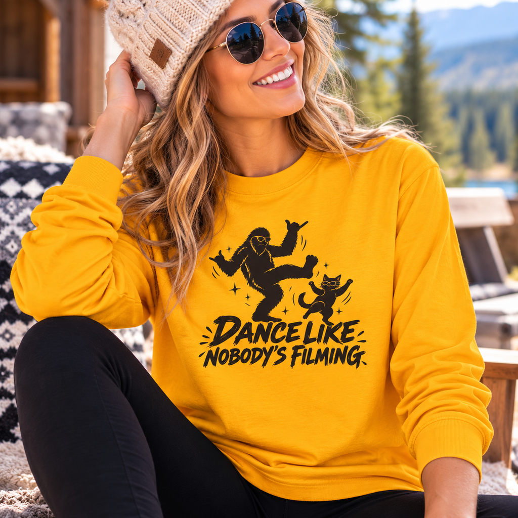 Dance Like Nobody's Filming | Bigfoot & Cat Long Sleeve T-Shirt