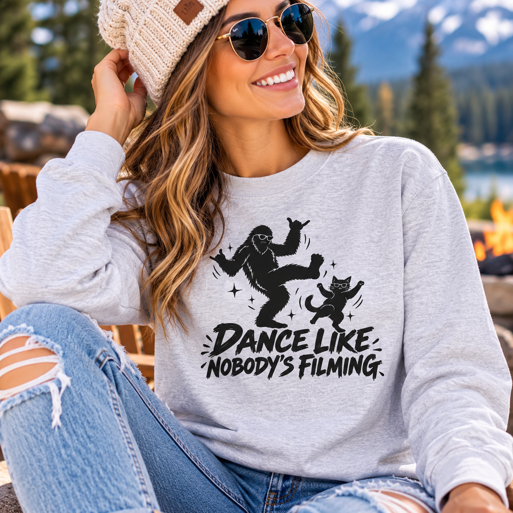 Dance Like Nobody's Filming | Bigfoot & Cat Long Sleeve T-Shirt