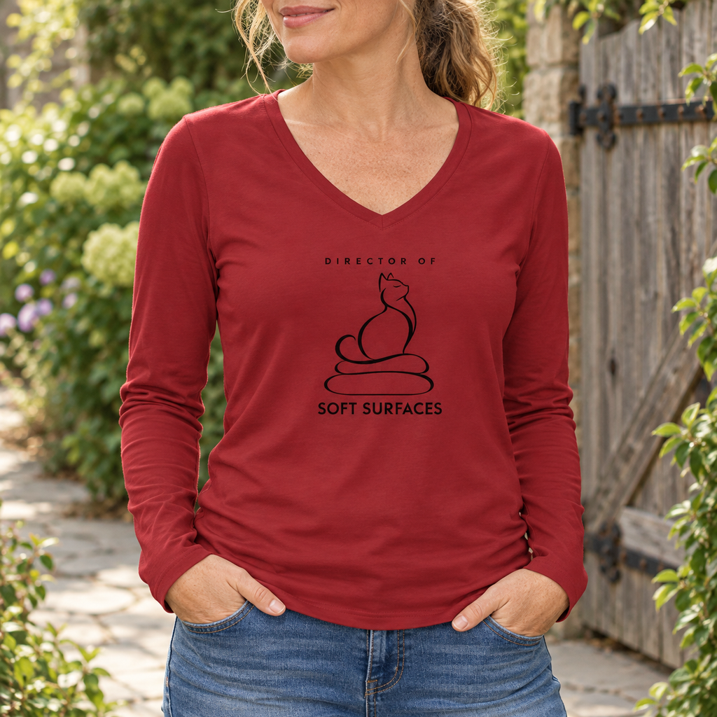 Director of Soft Surfaces Women’s Long Sleeve V-Neck Cat Tee