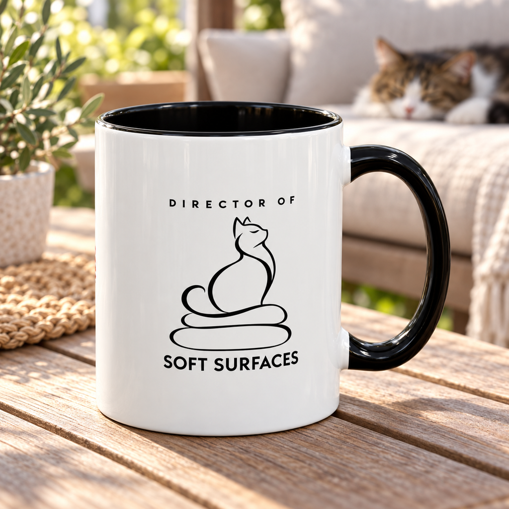 Director of Soft Surfaces Cat Mug | Funny Cat Lover Coffee Cup (11oz/15oz)