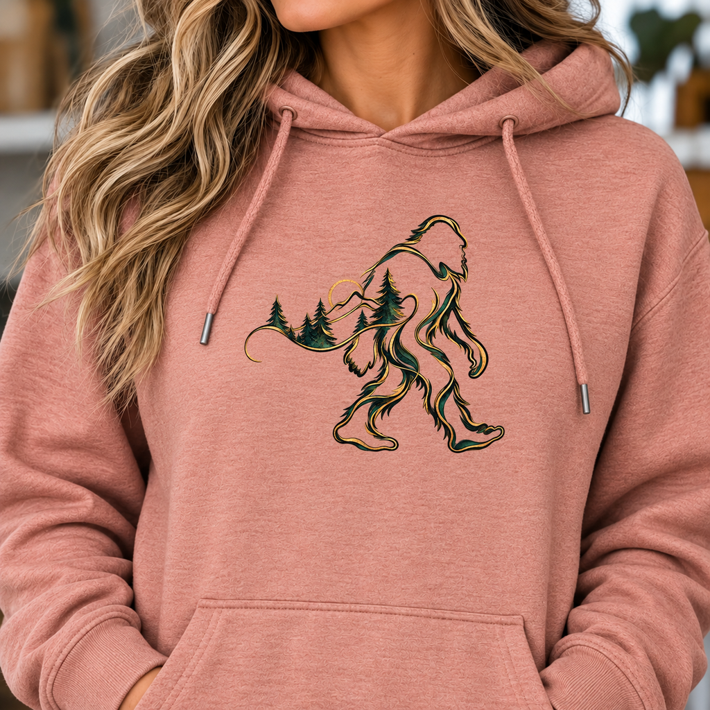 Barely There Bigfoot Women's Lightweight Hoodie | Abstract Sasquatch Forest Art