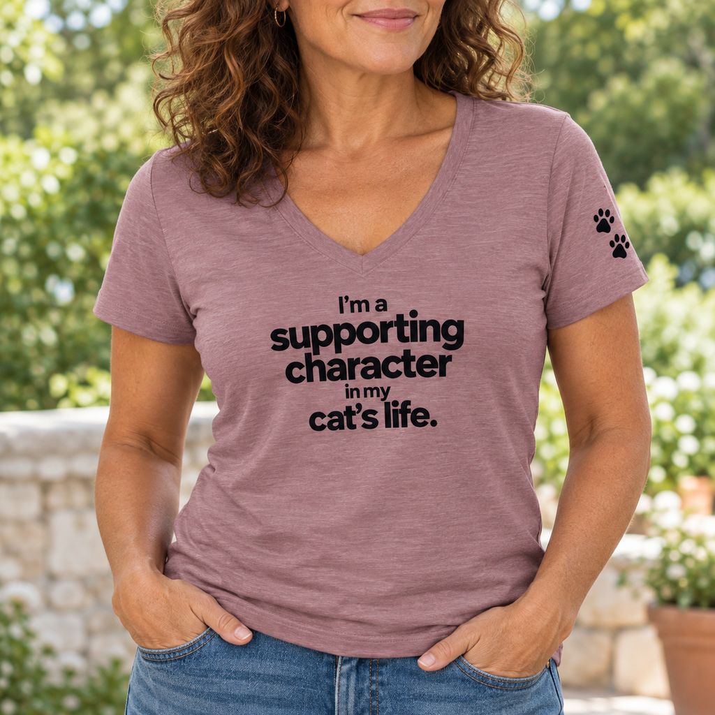Supporting Character in My Cat’s Life Women’s V-Neck Tee