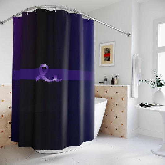 Elegant Purple Ribbon Shower Curtain - for Epilepsy Awareness Printify