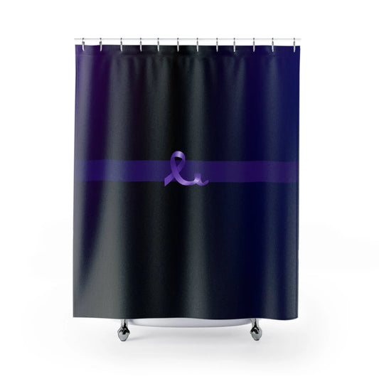 Elegant Purple Ribbon Shower Curtain - for Epilepsy Awareness Printify