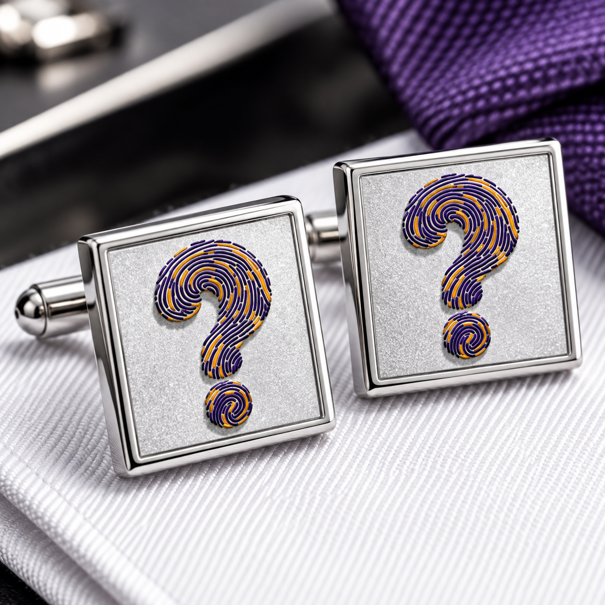 Fingerprint Question Mark Cufflinks | True Crime Mystery Cufflinks