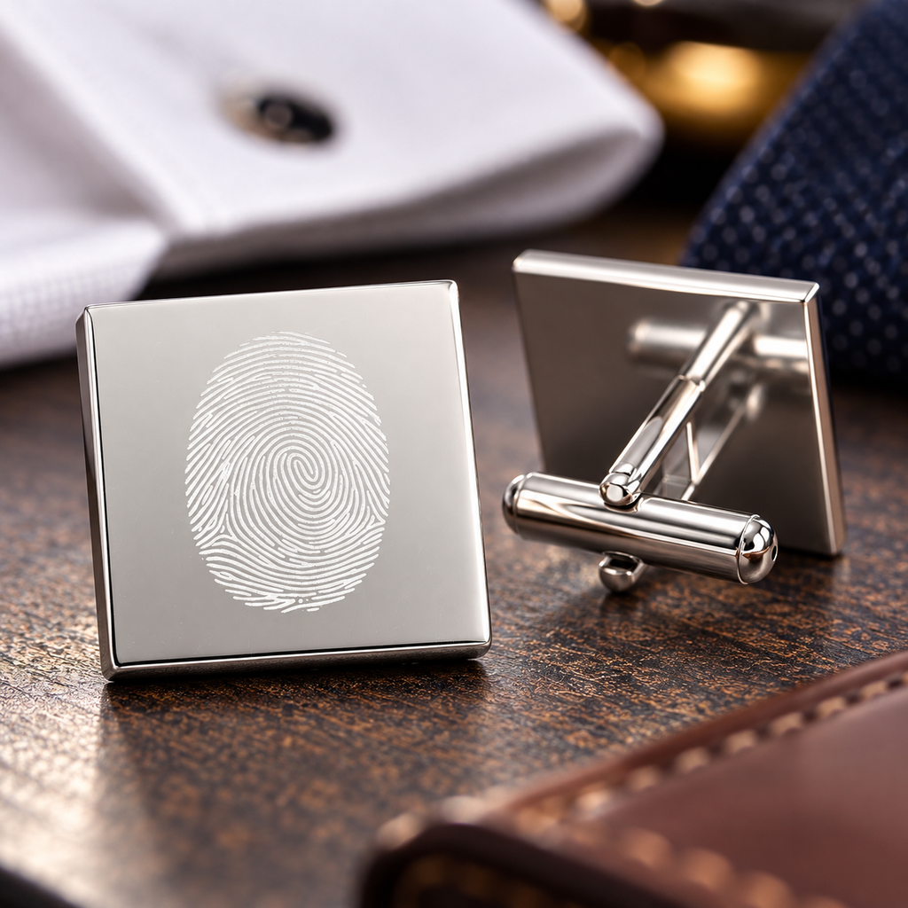 Crime Scene Confidential | Fingerprint Engraved Gold-Tone Cufflinks